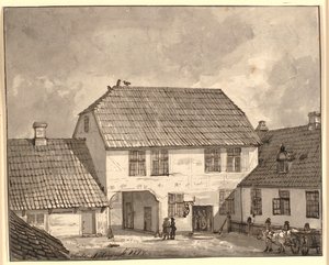 Interiér farmy od Sorø od Johan Christian Dahl