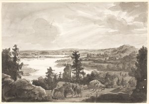 Pohled na jezero, Norsko od Johan Christian Dahl