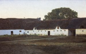 Farma ve Vendsyselu. Západ slunce od J.C. Schlichtkrull