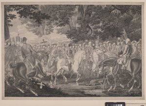 Frederik Veliký jede domů po revue v Postupimi od J.F. Clemens