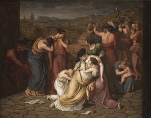 Andromache v zoufalství při pohledu na Hectorovo tělo