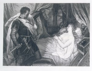 Othello a Desdemonda, rytý Eduard Buchel (1835-1903) od J.M.F. Heinrich