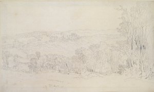 Vzdálený pohled na scénu zámeckého parku Lowther, 1809 od Joseph Mallord William Turner