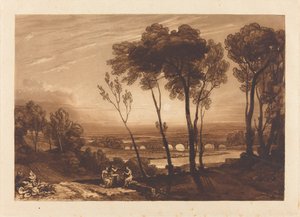 The Bridge in Middle Distance, publikoval 1808. od Joseph Mallord William Turner