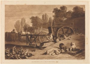 Farm-yard with the Cock, publikoval 1809. od Joseph Mallord William Turner