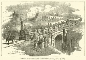 Otevření Stockton a Darlington Railway, 27. září 1825 (rytina) od J.R. Brown