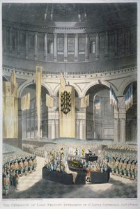Obřad pohřbu lorda Nelsona v katedrále svatého Pavla, City of London, 1806 od JR Hamble