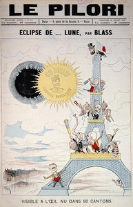 Přední strana obálky „Le Pilori“ týkající se francouzských voleb v roce 1889 a generála Boulangera, 28. července 1889 (barevně lito)