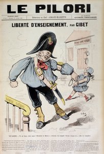 Svoboda vyučování od Gibet: The Guard - Můžeš křičet tati! Starosta nařídil zaplnit školu Laique a... bude naplněna (Karikatura na škole Laique), obálka „“Le Pilori““ z 31. října