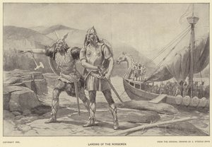 Přistání Norsemen (litho) od J. (after) Steeple Davis