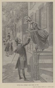 Upper Wall Street, New York, v roce 1783 (litho) od J. (after) Steeple Davis