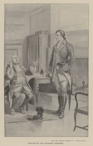 Washington a guvernér Dinwiddie (litho) od J. (after) Steeple Davis