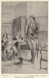 Washington a guvernér Dinwiddie (litho) od J. (after) Steeple Davis