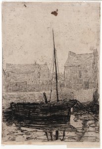 Zakotvená loď - ostrov Man od J. Alden Weir