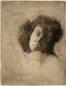 Studie ženské hlavy od J. Alden Weir