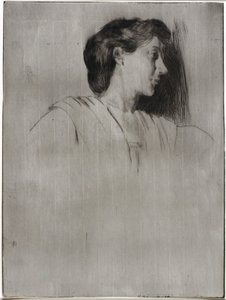 Studie ženské hlavy z profilu od J. Alden Weir