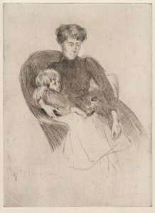 Žena a dítě, sedící (Matka a dítě s hračkou) od J. Alden Weir