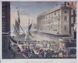 Billingsgate Market and Wharf, Londýn, 1808