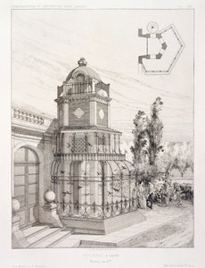 Voliéra pro zpěvné ptactvo, z množství návrhů různých architektů, hospoda. Morel & Cie, Paříž, kolem roku 1880