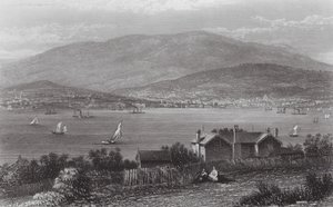 Austrálie: Hobart Town, Tasmánie (rytina) od J. C. Armytage