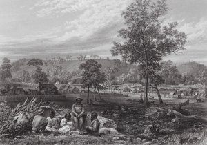 Austrálie: Mount Laura, Camperdown (rytina)