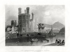 Orlí věž, hrad Carnarvon, Caernarfon, Severní Wales, 1860