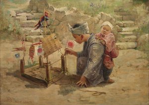 Japonský chlapec staví válečného muže, 1895. od J. C. Arter.