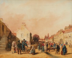 Fisherrow, Musselburgh (tužka a akvarel) od J. C. Newton