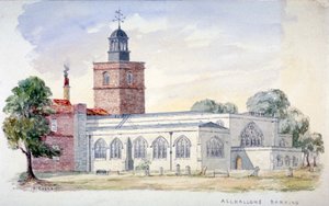 Kostel All Hallows-by-the-Tower, Londýn, c1840 od J Cooke