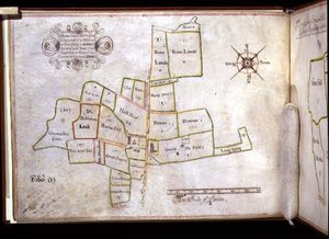 Archiv 5674 Mapa pozemků Hornechurch Hall v Essexu, vlastněná New College, Oxford od J. E. Coffin
