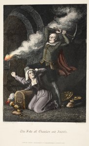 Osud Chowlesa a Judity, z knihy Old Saint Pauls, pub. 1847 (ručně kolorovaná rytina) od J. Franklin