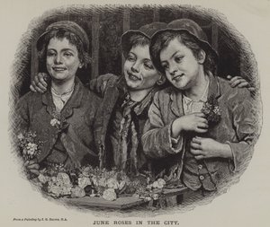Červnové růže ve městě (rytina) od J. Gillis Brown