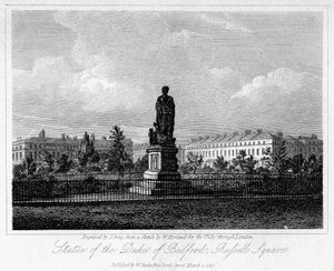 Socha vévody z Bedfordu, Russell Square, Bloomsbury, Londýn, 1817.