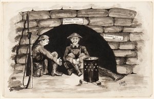 Express Villa (pouze běžci): Teplý kout ve Francii, 1917 (pero, štětec a inkoust na papíře) od J. Griffiths