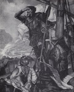 Portugalský cestovatel Vasco da Gama při své cestě do Indie pozoroval Mys Dobré naděje od J. H. Amschewitz