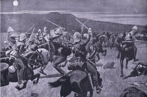 Moonlight charge of the 19th Hussars nr Steenkampsberg , ilustrace z After Pretoria: The Guerilla War