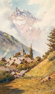 Dents du Midi z Gryonu, nad Bex, JHL (barevná litografie)