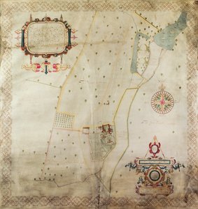 Mapa panství Shifnal, Shropshire, 1635 (inkoust a barva na pergamenu)