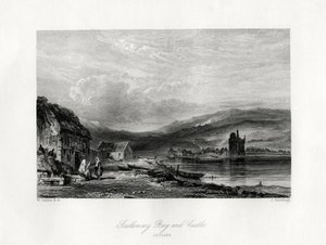 Zátoka a hrad Scalloway, Zetland, 19. století od J. Horsburgh