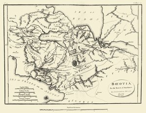 Mapa starověké Boeotie od J. J. Barthélemy
