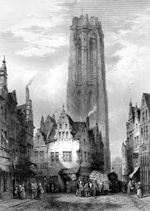 Katedrála Malines Mechelen, Antverpy, Belgie, 19. století.