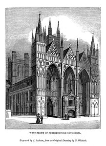 Západní fronta katedrály Peterborough, 1843 od J. Jackson