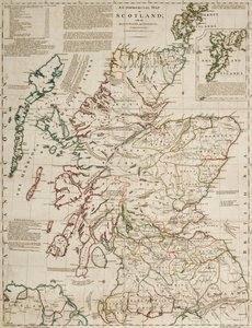 Obchodní mapa Skotska se silnicemi, etapami a vzdálenostmi od J. Knox