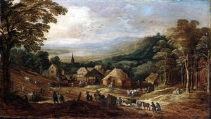 Podzimní krajina s rolníky od J. and Momper J. de Brueghel
