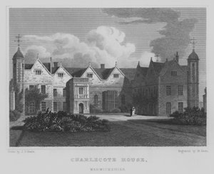 Charlecote House, Warwickshire (rytina) od John Preston Neale