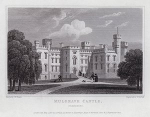 Mulgrave Castle, Yorkshire (rytina) od John Preston Neale