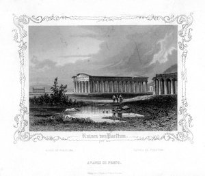 Ruiny Paestum, Itálie, 19. století od J. Poppel