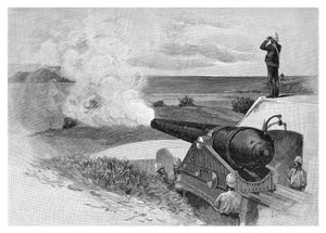25 tunové dělo v Middle Head, Sydney, Nový Jižní Wales, Austrálie, 1886.