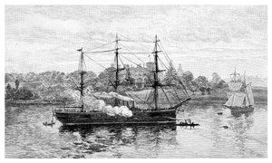 Government House a HMS Nelson, Sydney, New South Wales, Austrálie, 1886.