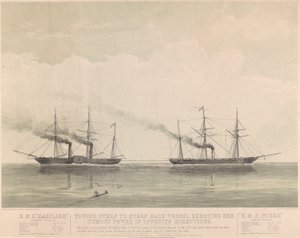 HMS "Basilisk" a HMS "Niger" 20. června 1849, asi 1849 (litografie) od J. R. Jobbins